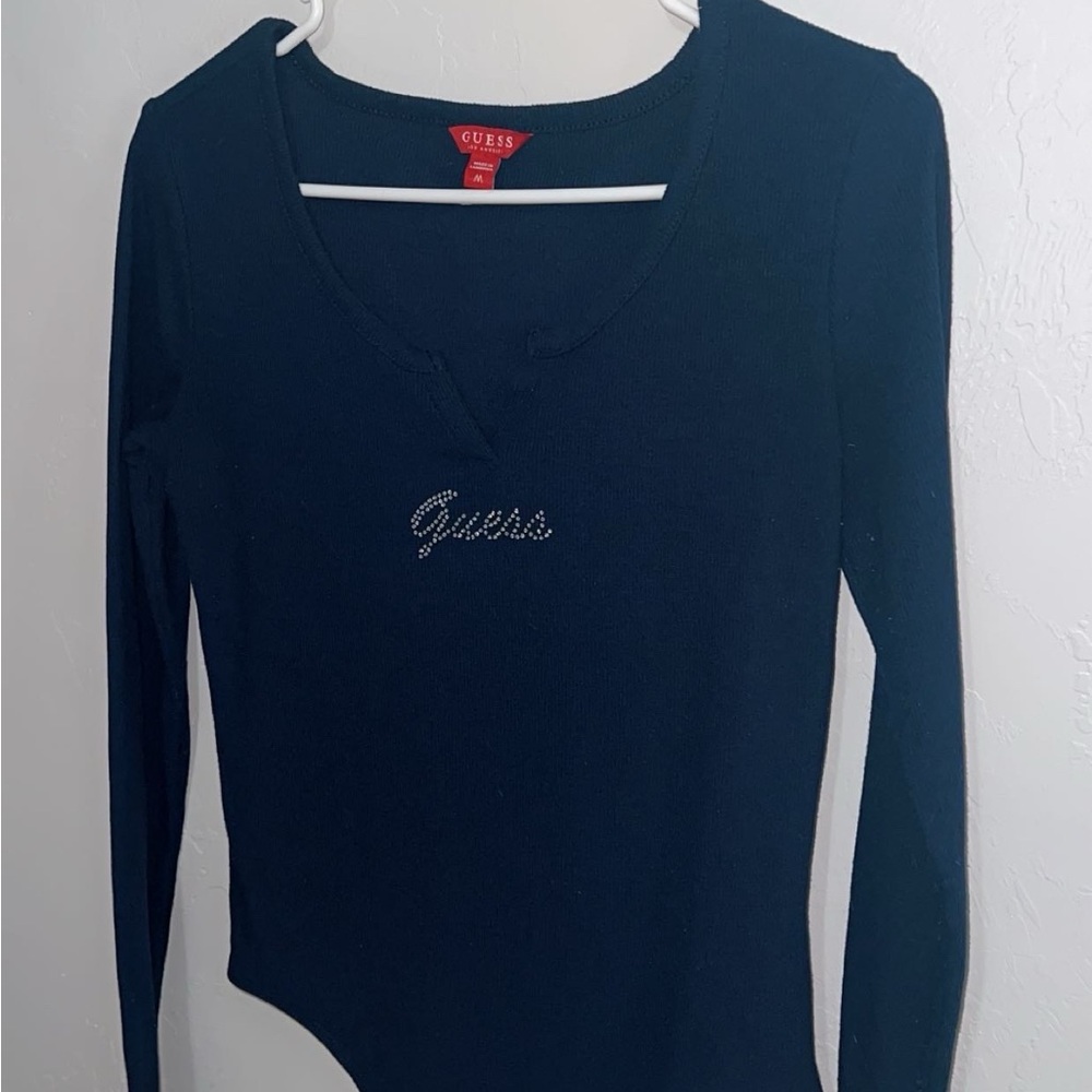 Guess Women's Dark Blue Long Sleeve Bodysuit